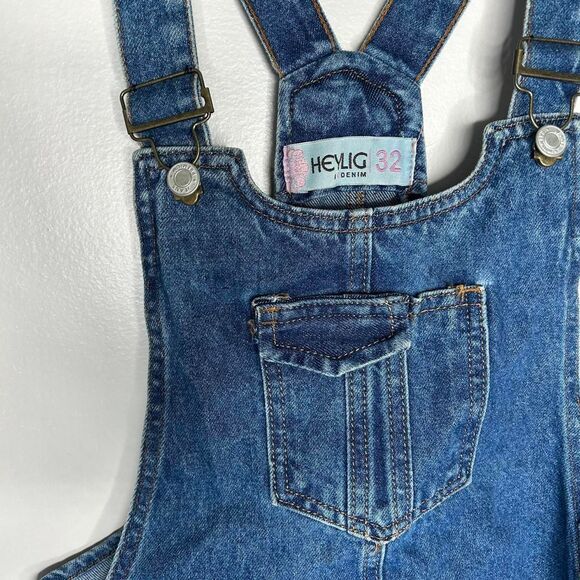 Vintage Y2K 2000s retro Blue denim overalls dress with adjustable straps - Picture 3 of 7